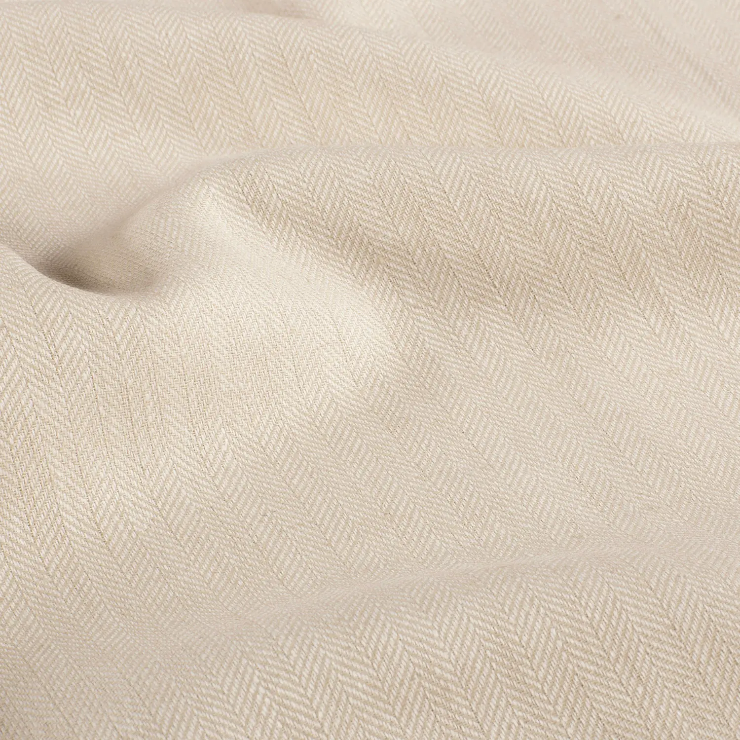 Smėlio spalvos eglutės rašto lino ir medvilnės audinys - Image 3